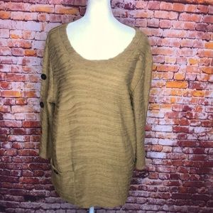 Toofan Tan Textured Lagenlook Scoop Neck Tunic